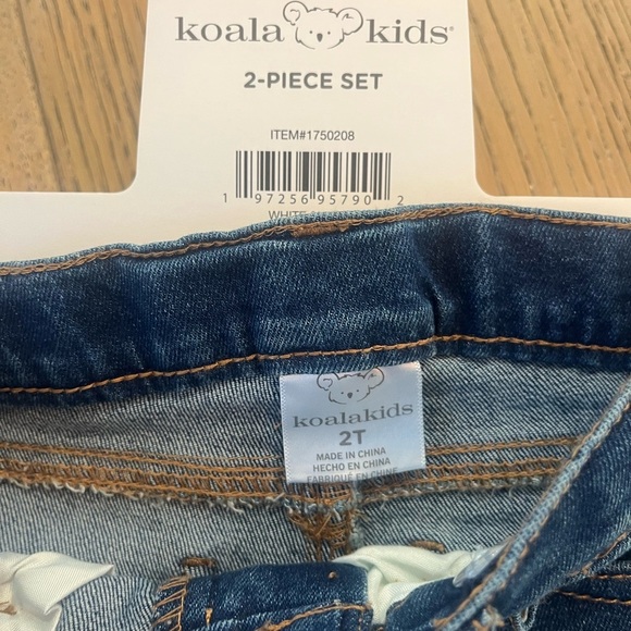 NWT Koala Kids Toddler Girl 2T Short Set Lace White Top Jean Cotton Frilly - Picture 4 of 12